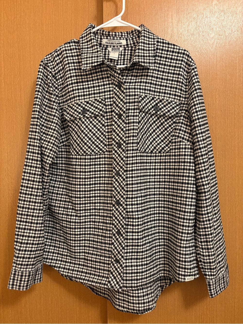 Duluth Trading Co Black & White Gingham Flannel Button-Up Shirt